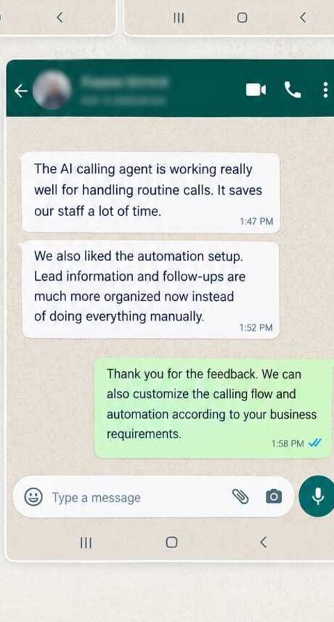 WhatsApp review from a AI Automation Client