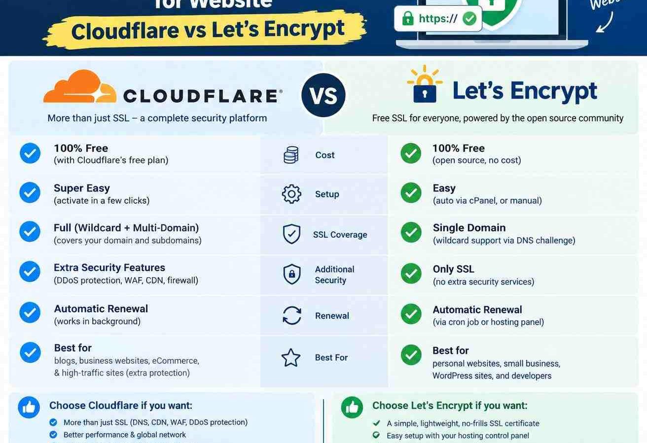 Amazing Best Free SSL Certificate for Website Cloudflare vs Letsencrypt