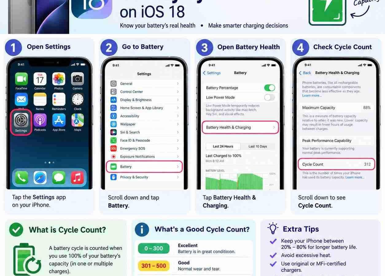 Amazing Guide: How to Check iPhone Battery Cycle Count on iOS 18
